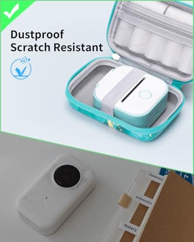 Memoking T02 Hard Storage Case - Compatible with Phomemo D30, SUPVAN E10, NIIMBOT D11, JADENS D110 and More, with Zipper Mesh Pocket, Waterproof Shockproof, Gradient Green (Only Case) 5