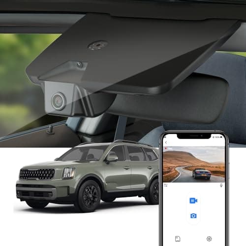 Fitcamx 4K Dash Cam Suitable for Kia Telluride 2023-2025 (Part NO#S9500), OEM Factory Style, 2160P UHD Video, Built-in WiFi & APP, Loop Recording, G-Sensor, Night Vision, Easy to Install, 64GB Card