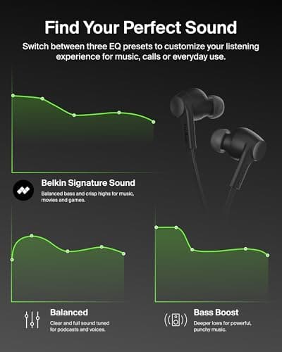 Belkin SoundForm Active Noise Cancelling Earbuds Wired with USB C Connector, IPX5-Rated, in-Ear Earphones w/Microphone for iPhone 17/16/15, iPad mini, Galaxy S25, Google Pixel 10, & More - Black 7