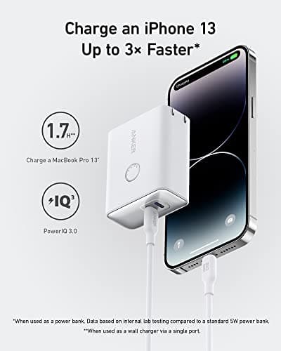 Anker 521 Power Bank, 45W Wall Charger with 5,000mAh 20W Portable Charger, Dual-Port USB-C for iPhone 15 Series, iPhone 14/13 Series, iPad Pro, AirPods, Apple Watch, Samsung Galaxy and More 5