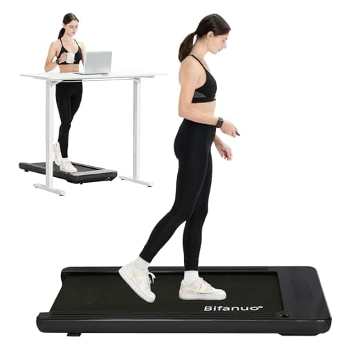 Bifanuo Walking Pad - Under Desk Treadmill for Home/Office, Portable With Remote Control LED Display - Ideal for Fitness Enthusiasts (Black)