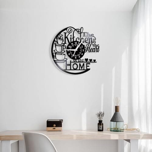 Timeglow 12'' Kitchen Vinyl Record Wall Clock 7 Kinds of LED Color, Kitchen Heart Home Theme Wall Clock Night Light Silent Non Ticking Coffee Bar Wall Watch Clock for Women Wife Restaurant Dining Room 7