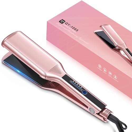Bcway 2.16" Extra-Large Floating Titanium Hair Straightener for Hair, Instant Heating with 5 Adjustable Temp, Anti-Static Iron for All Hair Types