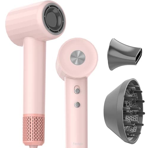 Hair Dryer, Fentgo High Speed Ionic Hair Dryer with Diffuser, Professonal Blow Dryer 110,000 RPMD for Fast Drying, 1500W 4Temps /2Speeds, Thermo-Control Hairdryer for Women Home Travel (Pink)