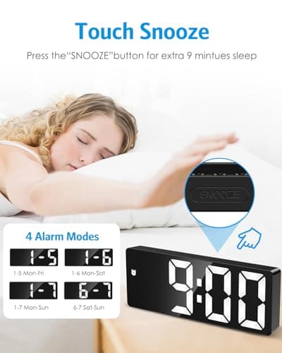 AMIR Digital Alarm Clock, [Upgraded Version] LED Clock for Bedroom, Electronic Desktop Clock with Type-C Port,Adjustable Brightness,DST,Snooze,12/24H Display for Home,Office 6