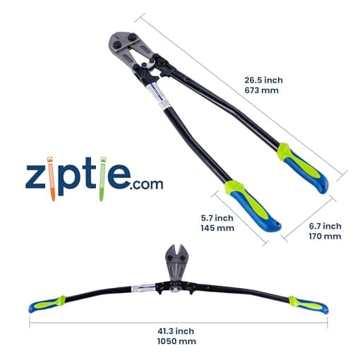 ZipTie.com 24” Bolt Cutter with Soft Rubber Grip - Chrome Molybdenum Steel Blade For Easy Cutting - Heavy-Duty Wire Pliers,Bolt, Chain, Rebar, Lock & Metal Cutter - Ergonomic, Anti-Slip Handle 11