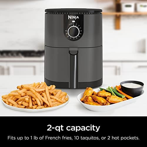 Ninja AF080 Mini Air Fryer, 2 Quarts Capacity, Compact, Nonstick, with Quick Set Timer, Grey 7