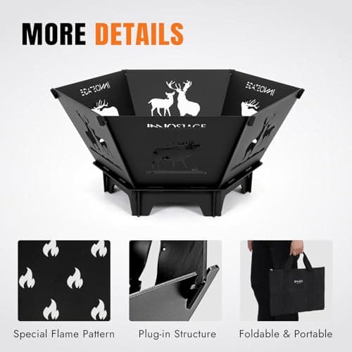 Fire Pit for Camping- 23Inch Small Collapsible Firepit for Patio Outside Wood Burning Outdoor Indoor BBQ Picnic Foldable Fire Pits Bonfire of Backyard Patio with Portable Tote Bag 6