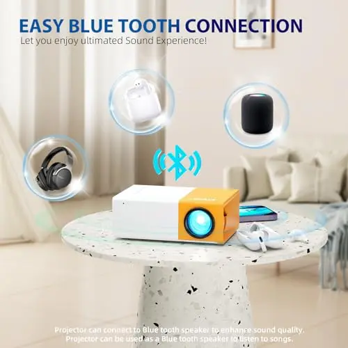 PVO Mini Projector Portable For Cartoon, Outdoor Video Projectors, LED Pico Movie-Projector for Home Theater, Kids Gift, Video Can Be Easily Mirrored Directly to The Projector Via Data Cable 5