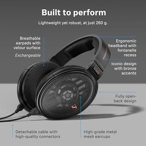 Sennheiser HD 660S2 - Audiophile Open-Back Over-Ear Headphones with Deep Bass Extension and Refined Acoustic Performance, Headphones for PC, Music, Gaming, Podcasts, Premium Black 9