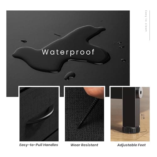 Sweetcrispy Dresser, Dresser for Bedroom Drawer Organizer Storage Drawers, Fabric Storage Tower with 8 Drawers, Chest of Drawers with Steel Frame, Wood Top for Living Room, Closet,Black 6