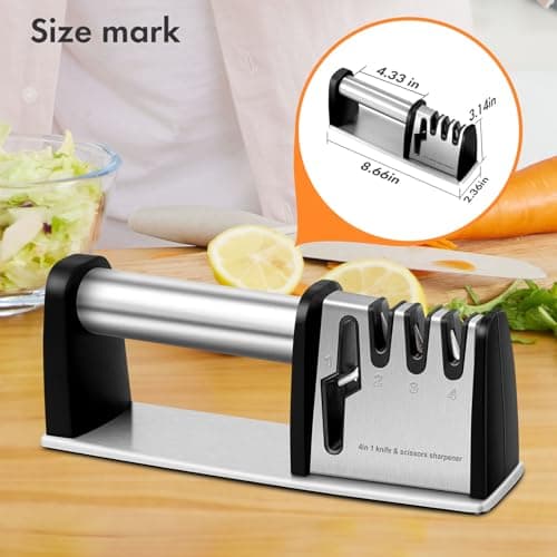 Knife Sharpeners, 4 in 1 Professional Chef's Kitchen Knife Accessories, Kitchen Blade & Scissors Sharpening Tool, Manual Knife Sharpener for Kitchen Knife 7
