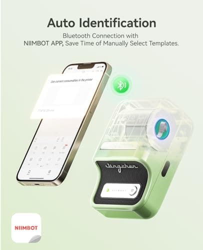 NIIMBOT B21 Label Maker Inkless Bluetooth Label Printer, 2 Inch Portable Thermal Sticker Machine for Small Business, Address, Logo, Clothing, Mailing, Candles, Jewelry, Sticker Printer for Gift, Green 8