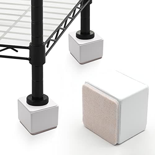 Bonsicoky 4 Pcs Self-Adhesive Furniture Bed Risers, Square Heavy Duty Carbon Steel Table Sofa Risers Adds 2" Height with Felt Pad,White 5