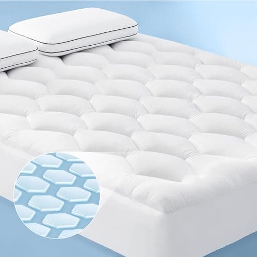 Bedsure Mattress Pad Full Size, Cooling Pillow Top Full Mattress Topper, Thick Quilted Bed Cover Padded, with a Deep Pocket Fitted to 8-21 Inches for Home, Bedroom, Hotel