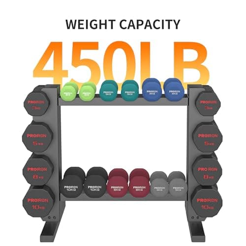 PROIRON Dumbbell Rack Stand for Home Gym, Upgraded Stable Weight Rack, 4-Tier Dumbbell Rack Stand Only Holder for Dumbbells, Free Weights, 450LB Capacity Heavy-Duty Compact Storage Organizer 7