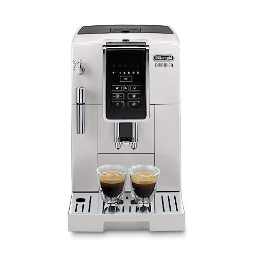 De'Longhi Dinamica Espresso Machine, White - Automatic Bean-to-Cup Brewing, Built-In Steel Burr Grinder & Manual Frother - One-Touch Hot & Iced Coffee - Easy Cleanup