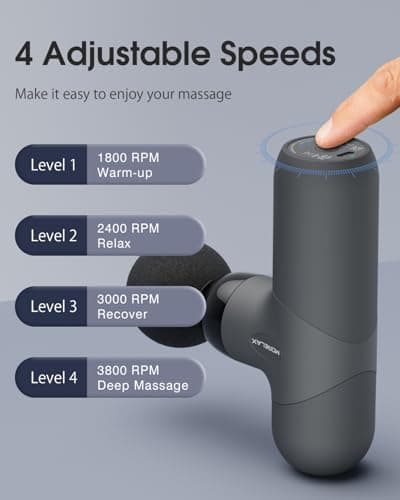 Morelax Mini Massage Gun, Percussion Muscle Massager for Back Pain Relief, Compact Sports Travel Massage Gun with 6 Massage Heads 4 Speeds, Gift for Her, Home, Athletes 6