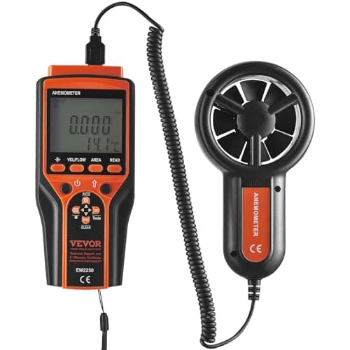 VEVOR Split Handheld Anemometer, 14-140, Digital Wind Speed CFM Meter Gauge with LED Backlight Screen, Measures Wind Velocity Temperature Air Flow, for Sailing Surfing Flying HVAC 9