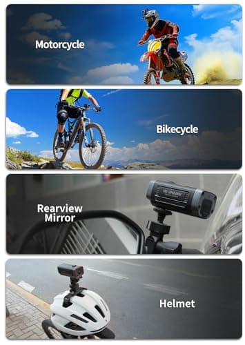 AKEEYO AKY-710S Motorcycle Camera 4K 28fps, 2K 55fps, Wide-Angle 142°, IP67, 5MP, Loop & Emergency Recording, Parking Monitor, Motorcycle Bike,Outdoor Sports, Rechargeable, 64GB Card Included 7