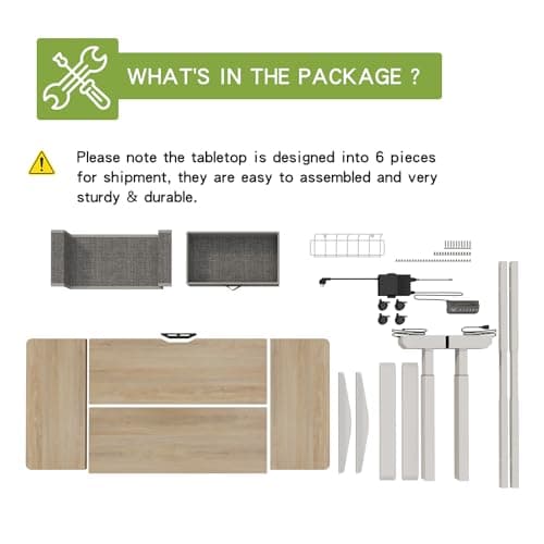 Radlove Dual Motors Height Adjustable 55 x 30'' Electric Standing Desk with Drawer 4 Memory Keys, Fast Charging Port, 265LBs Load Capacity with Splice Board Home Office Desk, Oak Top + White Frame 7