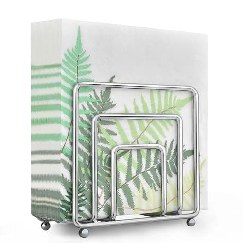 LAIHIFA Napkin Holder, Silver Napkin Holders for Table, Kitchen & Countertops, Modern Metal Cocktail Paper Napkins Holder Napkin Dispenser for Indoor & Outdoor Use