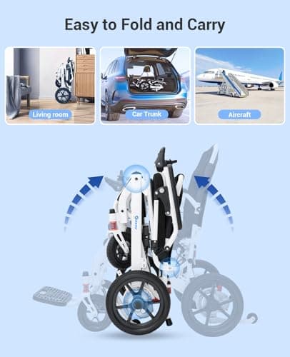 Aotedor Electric Wheelchairs for Adults,22 Miles Long Travel Range with 2 Lithium Batteries All Terrain Power Wheelchair,Ultra Lightweight 39Lbs Folding Compact Motorized Wheelchair,Airline Approved 8