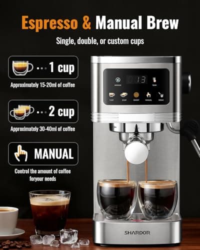SHARDOR Espresso Machine 20 Bar, Professional Espresso Machine with Milk Frother and Touchscreen, Expresso Coffee Machines with Adjustable Temperature,for Cappuccino, Latte 6