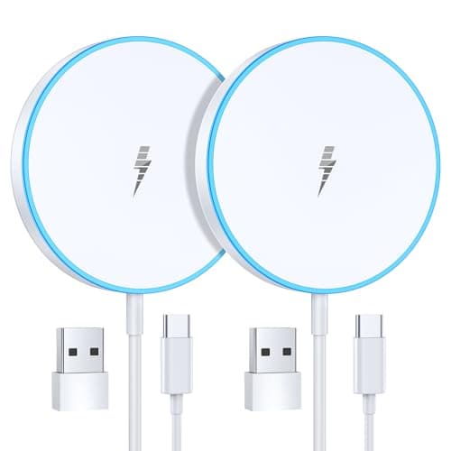 Magnetic Wireless Charger 15W 2 Pack Fast Mag Safe Charger for iPhone 17 Pro Max/17 Pro/16 Air/17/16/15/14/13/12 Series Charging Pad for AirPods Series LED Magnet Charging Pad