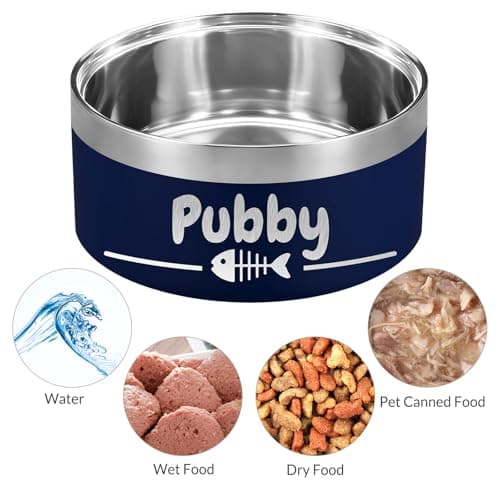 18OZ Personalized Dog Bowl Laser Engraved Custom Pet Name 18/32/42/64 oz No Slip Stainless Steel Insulated Bite-Resistant Food Water Dishes-Black 6