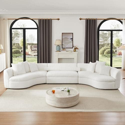 BBTJOINT Modern Luxury Curved Sofa, 168'' Oversized Sectional, White Boucle Upholstered, U-Shaped Couch Modular semicircular Chaise,Center Table Included