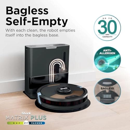 Shark Matrix Plus 2-in-1 Robot Vacuum & Sonic Mop, Home Mapping, HEPA Bagless Self Empty Base with 30-Day Capacity, CleanEdge, for Pet Hair, WiFi, UR2650WS (Renewed) 7