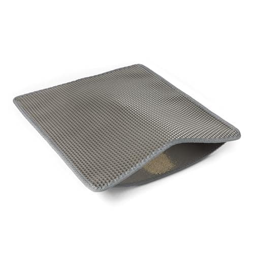Amazon Basics Double-Layer Cat Litter Mat, Honeycomb Design with Scatter Control, Waterproof & Urine-Proof, Non-Slip Trapper Mat, Soft on Paws, Grey, 30" x 24"