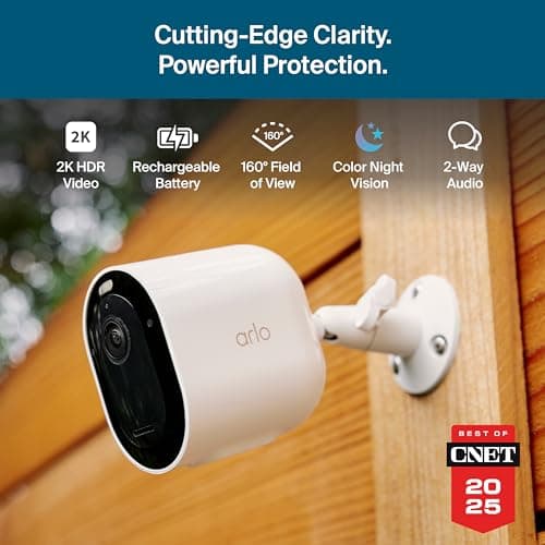 Arlo Pro Security Camera 2K HDR (6th Gen, 2025 Release) - Wireless Outdoor Camera, Rechargeable Removeable Battery, Emergency Response, 1-Month Trial of Secure Plan, 4 Cam, White, Motion Alert 5