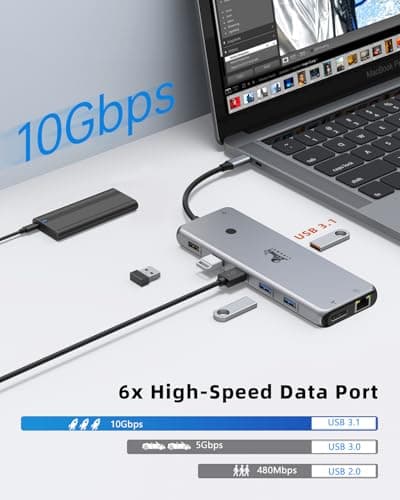 13 in 1 USB C Docking Station - Dual Monitor, Triple Display, 8 USB C/A Ports, Ethernet, Audio - LIONWEI USB C Hub for MacBook,Dell,HP,Lenovo,Surface 6