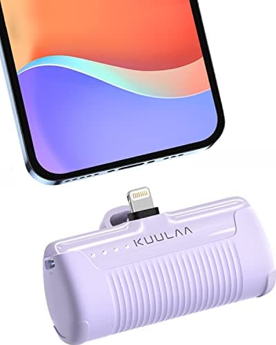 Kuulaa Portable Phone Charger, Small Power Bank 4500mAh Mini Power Bank for iPhone Cute Battery Pack Backup Charger Travel Compatible with iPhone 15/14/13/12/11/XS/XR (Purple)