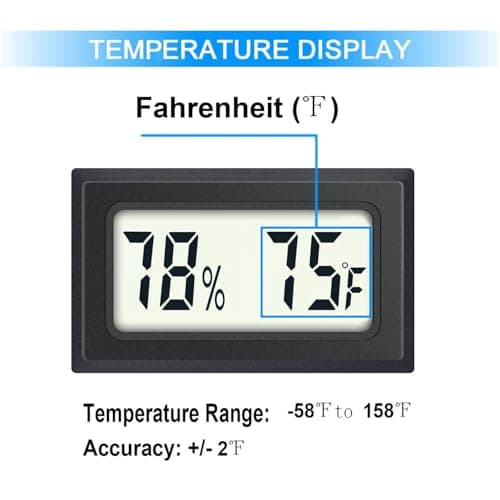 JEDEW 2 Pack Mini Digital Hygrometer Thermometer Gauge, Indoor Outdoor Temperature Humidity Meter for Humidifiers Greenhouse Reptile Plant Humidors, Large LCD Screen, Display in Fahrenheit (℉) (2) 3