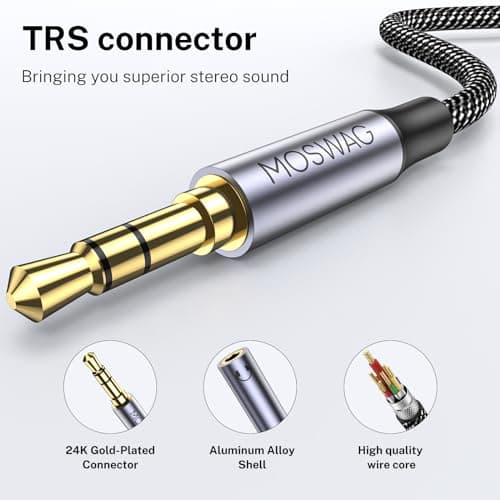 MOSWAG Headphone Splitter 3.5mm Stereo to Dual 3.5mm Female Headphone Jack Audio Stereo, Extension Cable Audio Y Splitter Compatible with iPhone Samsung iPad Tablet Switch Laptop PS4, 9.84" 5