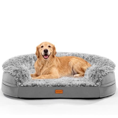 3.7 inch Thickened Orthopedic Dog Beds for Extra Large Dogs, Supportive Dog Sofa Bed with 28D Egg-Crate Foam, Removable Washable Cover, Waterproof Lining, Half-Round Design for Puppy,Senior,Sick