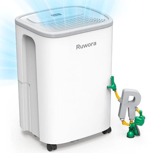 Dehumidifier for Home, Dehumidifier 4500 Sq.Ft 50 Pint, Dehumidifiers with Drain Hose, 0.66 Gallon Water Tank, RUWORA Dehumidifiers for Basement Bedroom Bathroom, Overflow Protection, 24H Timer