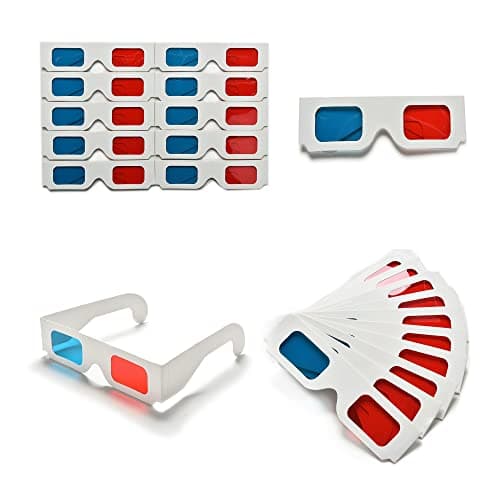 eLUUGIE 100 Pairs 3D Cardboard Glasses Universal Anaglyph 3D Glasses Cardboard Paper Red Blue Cyan or Movie (100 Pairs)
