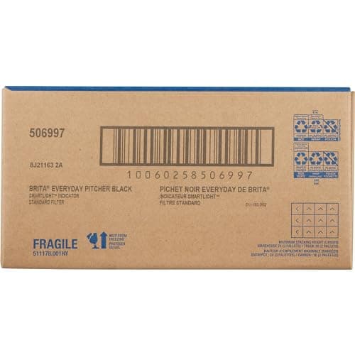 Brita Large Water Filter Pitcher for Tap and Drinking Water with SmartLight Change Indicator, Includes 1 Standard Filter, BPA-Free, Lasts 2 Months, 10-Cup Capacity, Stretch Limo Black 14