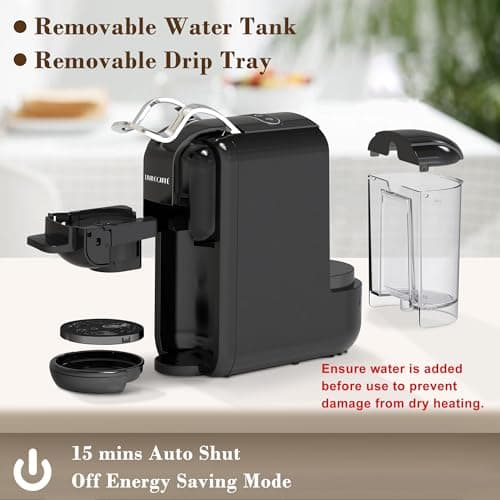 Espresso Machine for Nespresso Capsule, Lavazza Blue & Expert Capsule, Coffee Powder, 19 Bar Pump Pressure Makes Authentic Espresso Coffee, Mini Espresso Coffee Maker with Removable Water Tank. 7