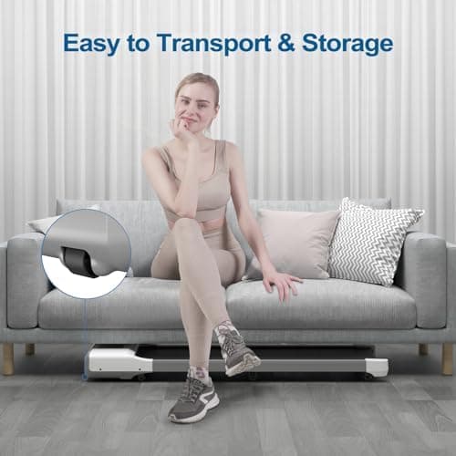 DeerRun Under Desk Walking Pad Treadmill for Home Office & Small Spaces, 6% Manual Incline, 0.6–3.8 MPH Walking Speed, 2.5 HP, 300 lb Capacity, App & Remote Control 7