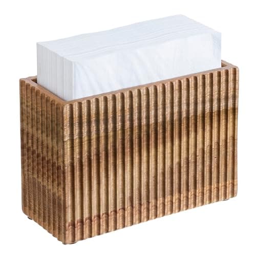 MyGift Fluted Premium Solid Acacia Wood Napkin Holder Rack Stand - Elegant Kitchen Table Organizer for Paper Napkins - Durable, Stylish, and Modern Design