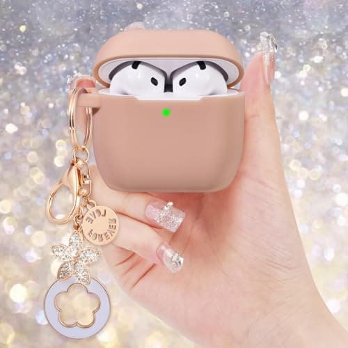 Case for Apple Airpods 4 - VISOOM Airpods 4 Cases 2024 Cover Women Anti-Drop Silicone iPods 4 Earbuds Wireless Accessorie Charging Cases Girl Bling Keychain for Airpod iPods 4th Generation 7