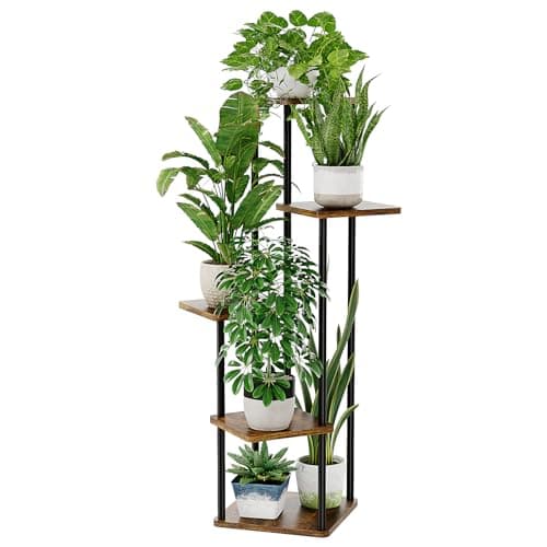 Bamworld Plant Stand Indoor Tall Plant Shelf for Multiple Plants Corner Plant Table Tiered Flower Stand for Living Room Bedroom Balcony Brown