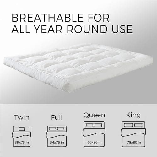 WhatsBedding 5 Inch Memory Foam Mattress Topper Full Size,100% Cotton Cover Breathable Fluffy Shredded Memory Foam Filled Pillow Top, Anti-Slip Bottom, 4 Anchor Elastic Bands 75x54x5in 6