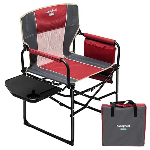 SUNNYFEEL Oversized Camping Directors Chair, Portable Folding Lawn Chairs for Adults Heavy Duty with Side Table,Pocket for Beach, Fishing,Picnic,Concert,Tailgating, Outdoor Foldable Camp Chair
