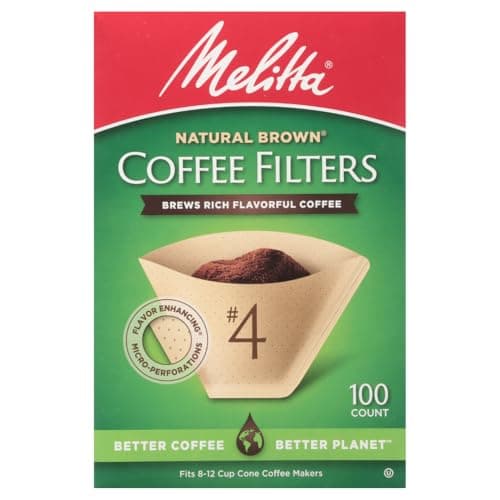 Melitta #4 Cone Coffee Filters, Natural Brown, 100 Count (Pack Of 6), 600 Total Filters - Fits all 8-12 Cup Cone Coffee Makers and Pour-Overs, Compostable, Tear-Resistant 11
